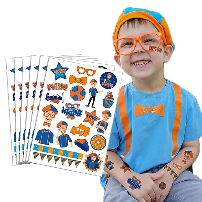 Buy Blippi Birthday Sticker Party Supplies, 6 Sheet Temporary Tattoos