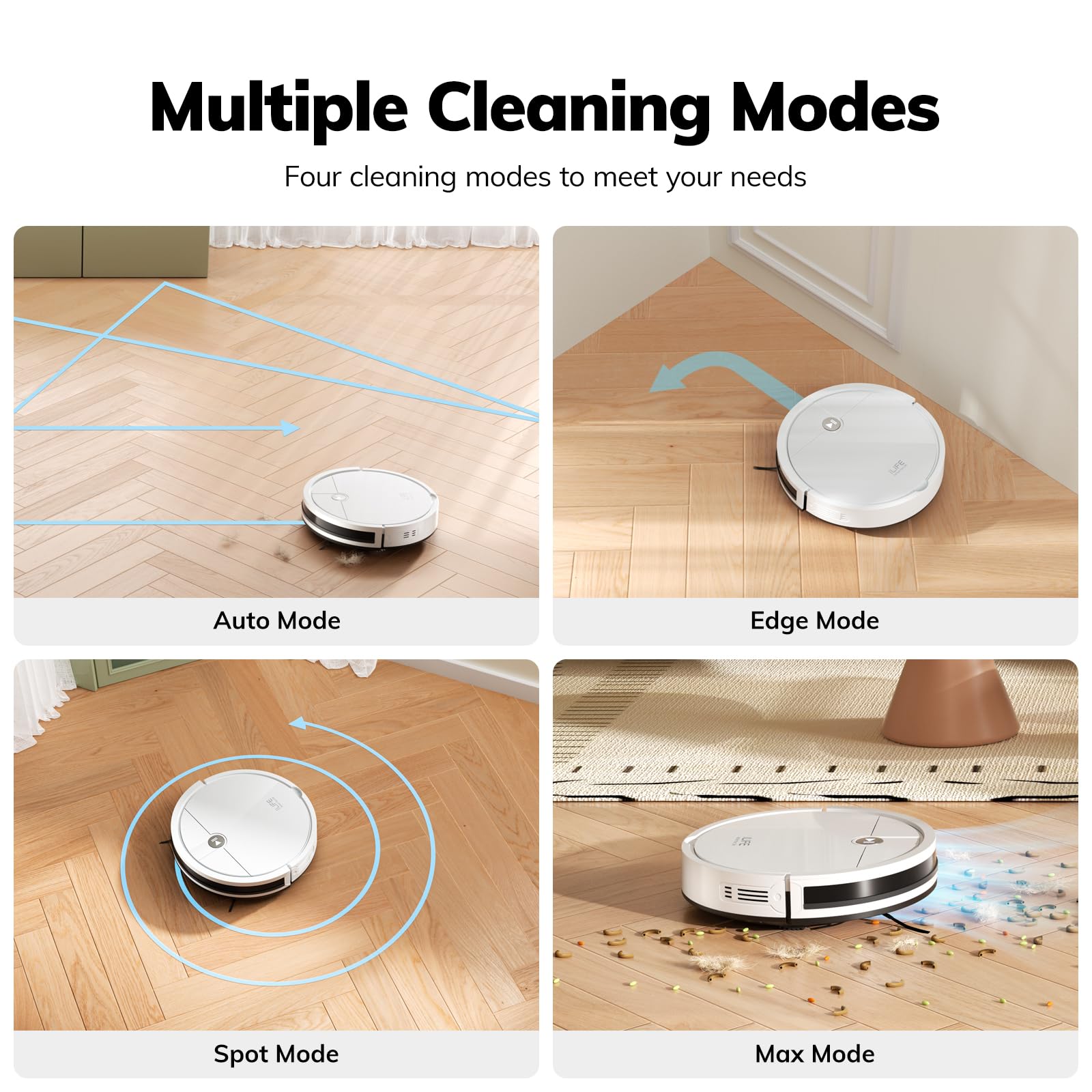 ILIFE V2 Robot Aspirador, aspiración sin enredos, autonomía de 120 Minutos, Aspirador Robot Delgado con Carga automática, Ideal para Pelo de Mascotas y Suelos Duros
