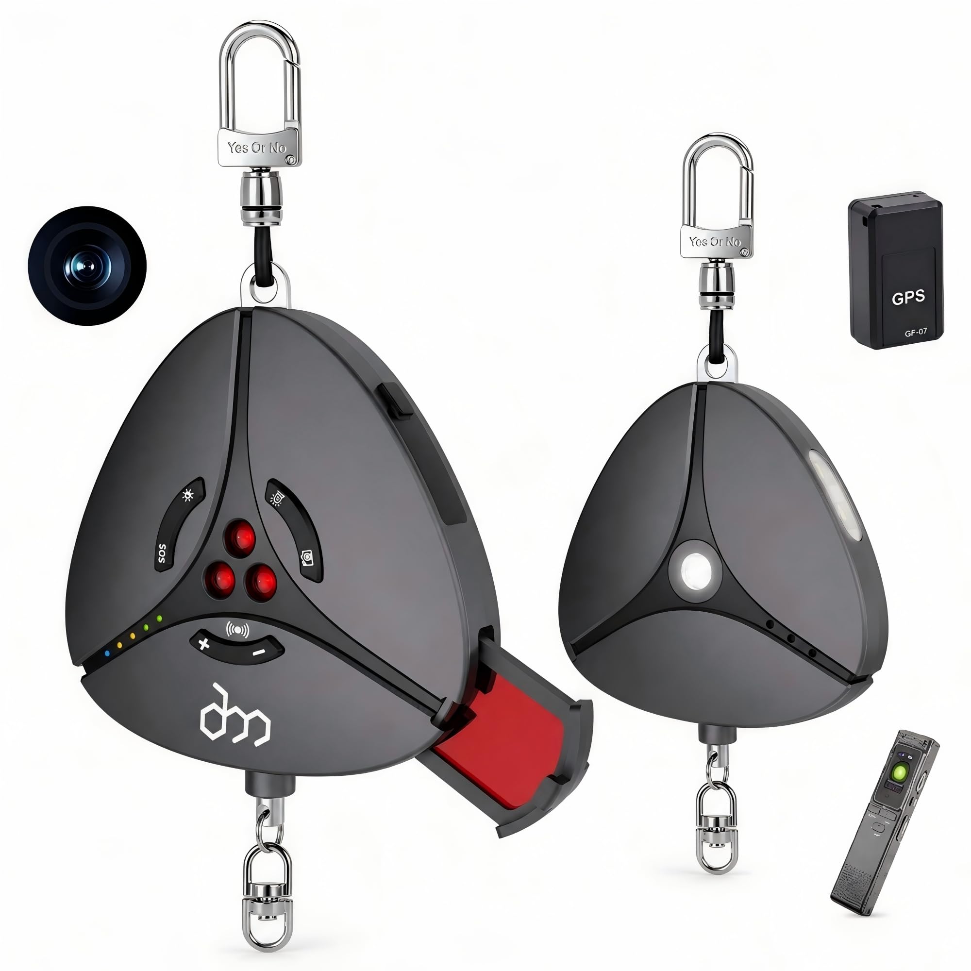 Hidden Camera Detector & GPS Tracker Detector – Portable Bug Detector, Alarm & Flashlight, Travel Essentials & Personal Privacy And Security Keychain Set for Women, Gifts for Teen Girls - Self Defense