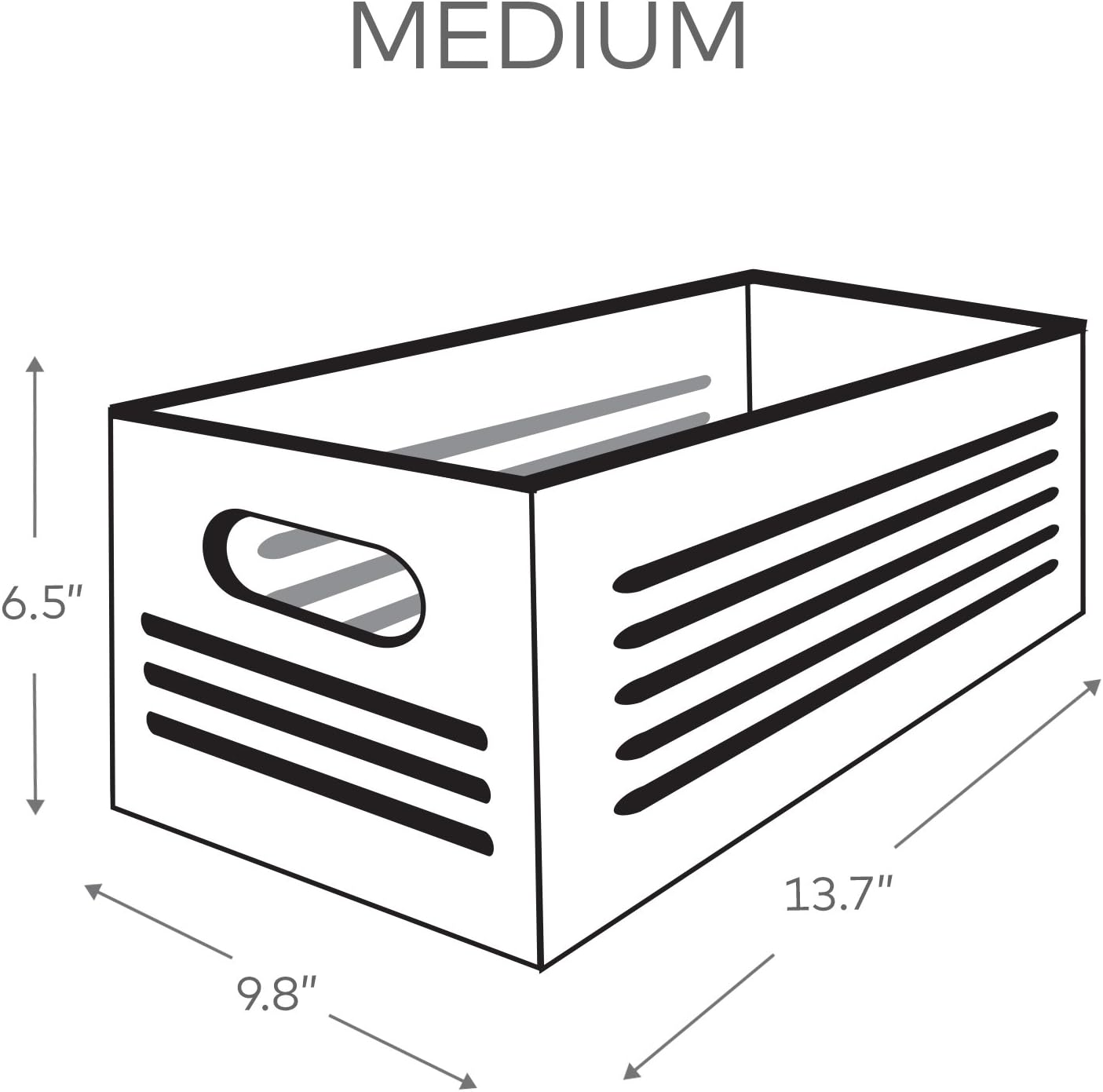 Wooden Storage Bin Container Crate - Decorative Storage Boxes Wood Crate for Closet Cabinet and Shelf Basket Organizer Lined with Machine Washable Soft Linen Fabric - White, Medium