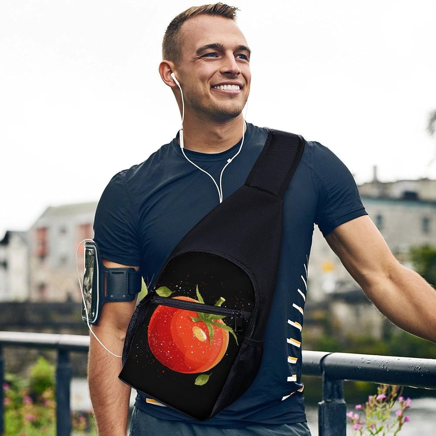 Fresh Tomatoes Crossbody Sling Backpack Chest Bag Daypack | unisex,trendy,with convertible and detachable shoulder strap,side pockets