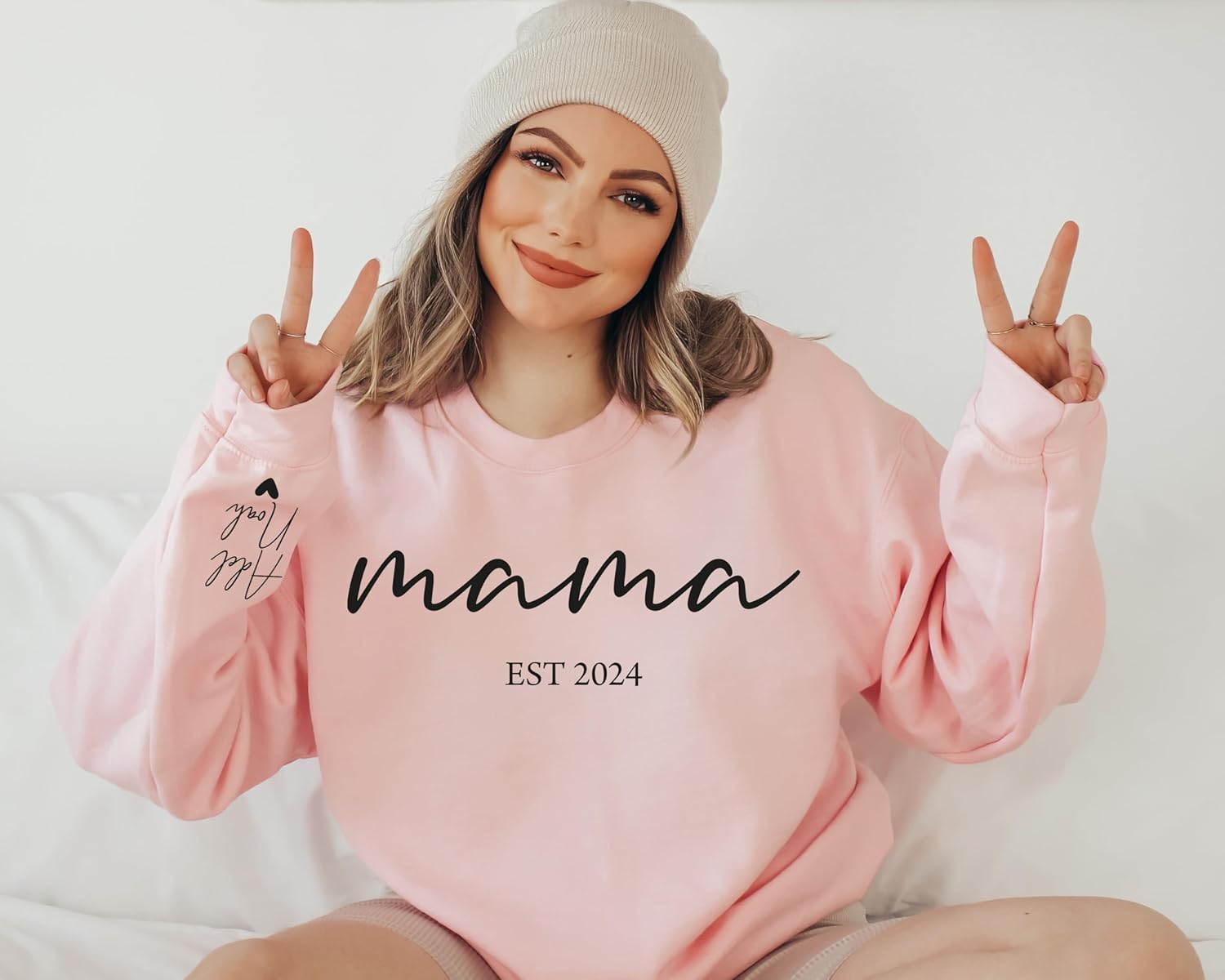 Personalized Mama Sweatshirt with Kid Names on Sleeve Custom Mama Sweatshirts for Women Mom Sweatshirt Crewneck Est 2026 Plus Size Oversized Pullover Momma for Mom Multicolor - Image 3