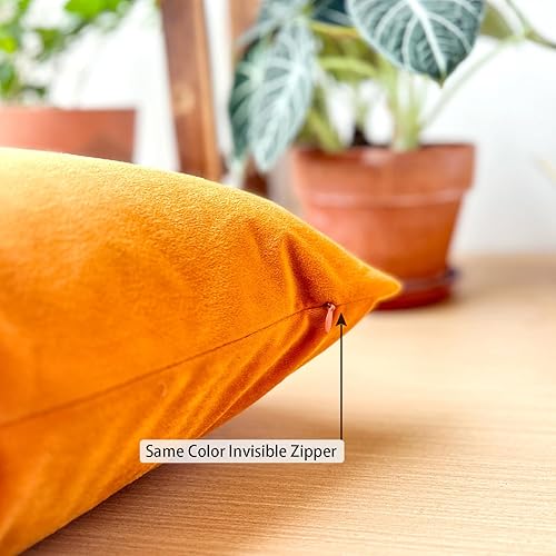Miniatura 7 de HOPLEE Funda de almohada naranja de 18 x 18 pulgadas, fundas de cojín decorativas con diseño de lunares y naranja liso, 18 x 18 pulgadas, paquete de