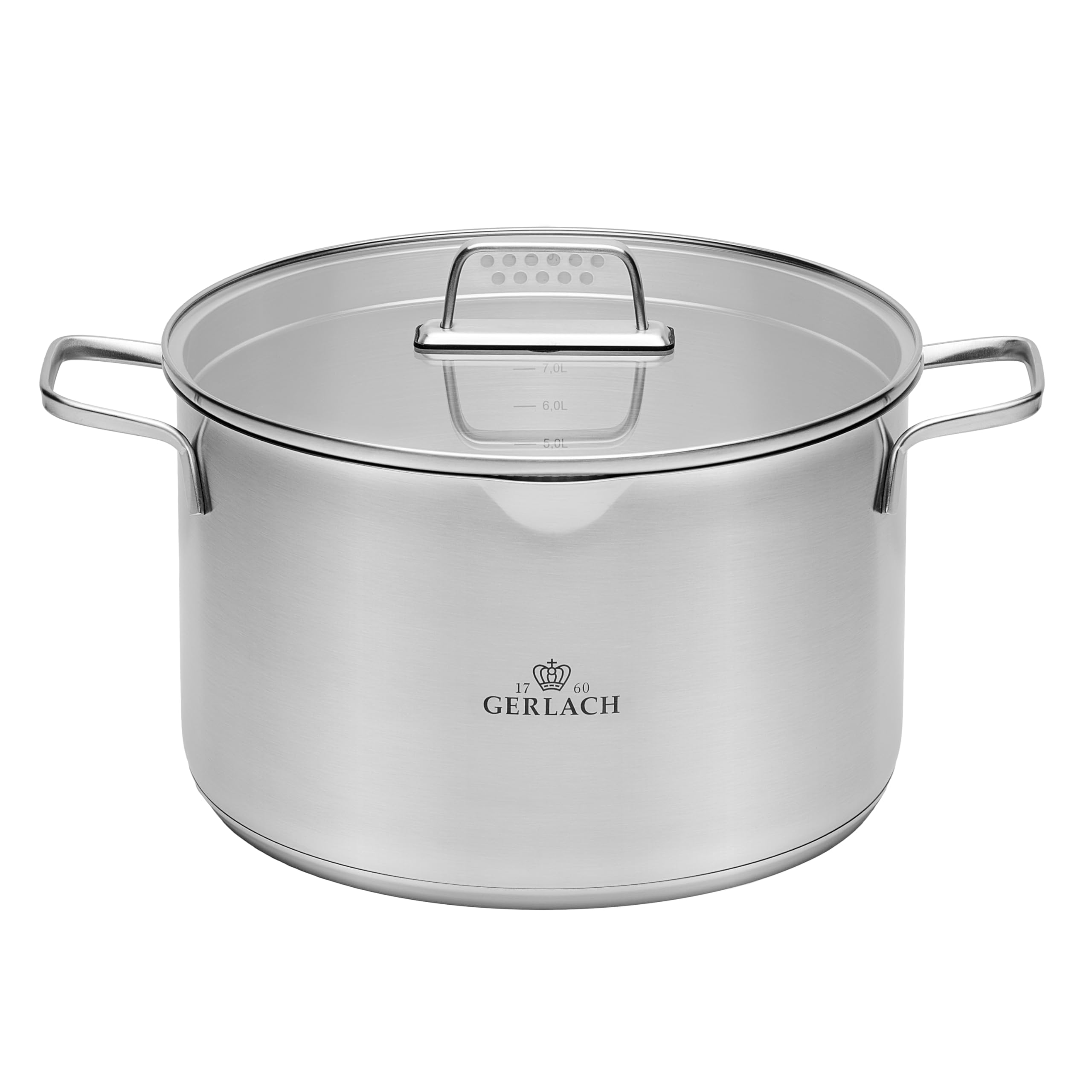 Gerlach 1760 Topf Kochtopf 10 L Induktion Elektroherd Gasherd Keramikherd Ofenfest Spülmaschinenfest Fleischtopf Induktionstopf Durchmesser 28 cm Mit Deckel Aus Gehärtetem Glas Ambiente