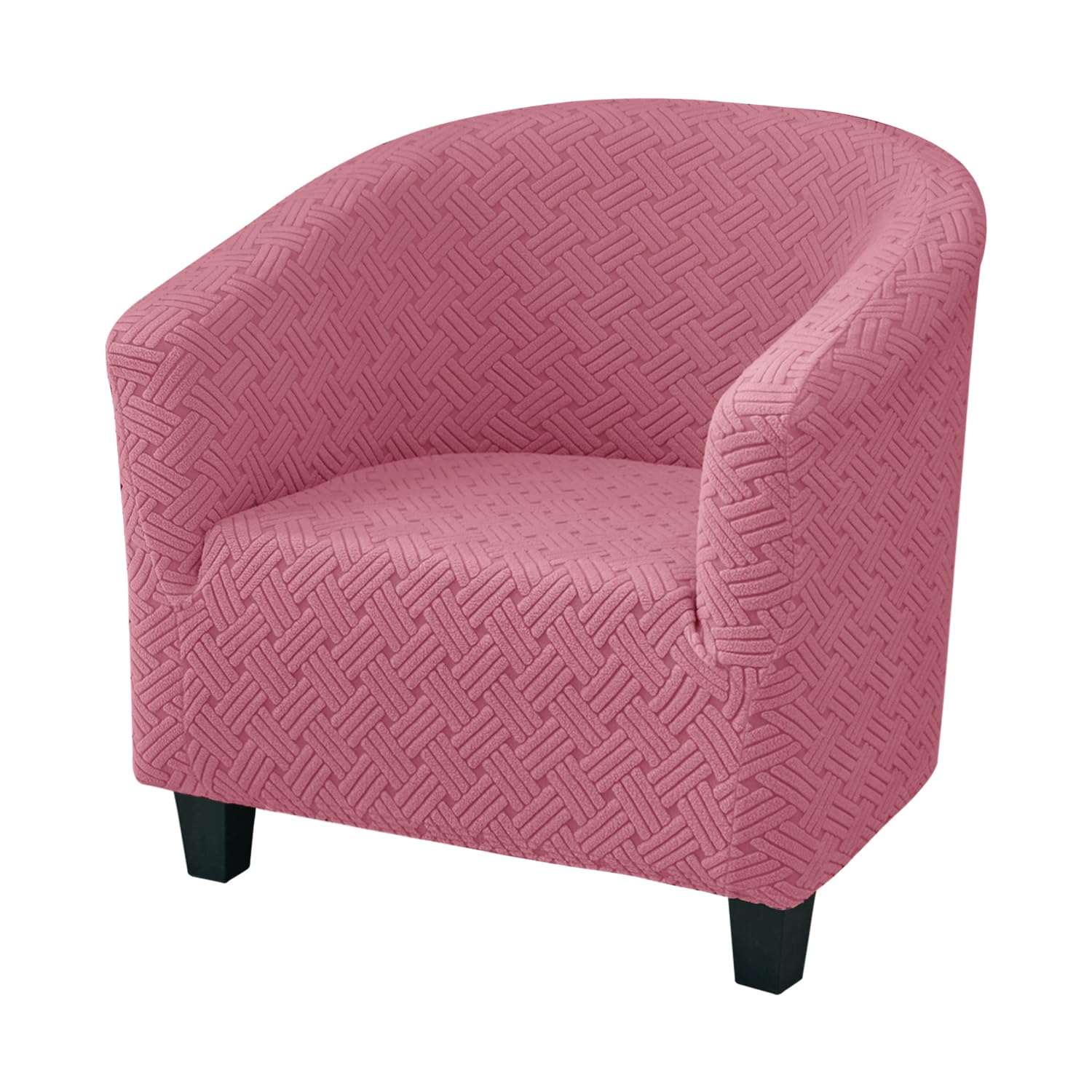 Morbuy Tub Chair Covers, 1 Piece High Stretch Club Chair Covers - Chic Jacquard Soft Armchair Slipcovers for Dining Living Room Office Reception (Sakura Pink)