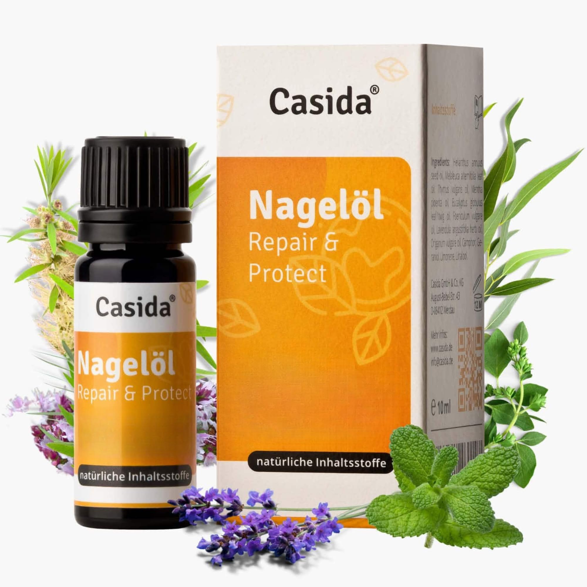 Casida Nagelöl Repair & Protect – Pflegeöl für beanspruchte Nägel – stärkt & regeneriert Finger- & Fußnägel – pflanzlich, ohne chemische Zusätze – mit Teebaumöl & Oregano Öl – Made in Germany- 10ml