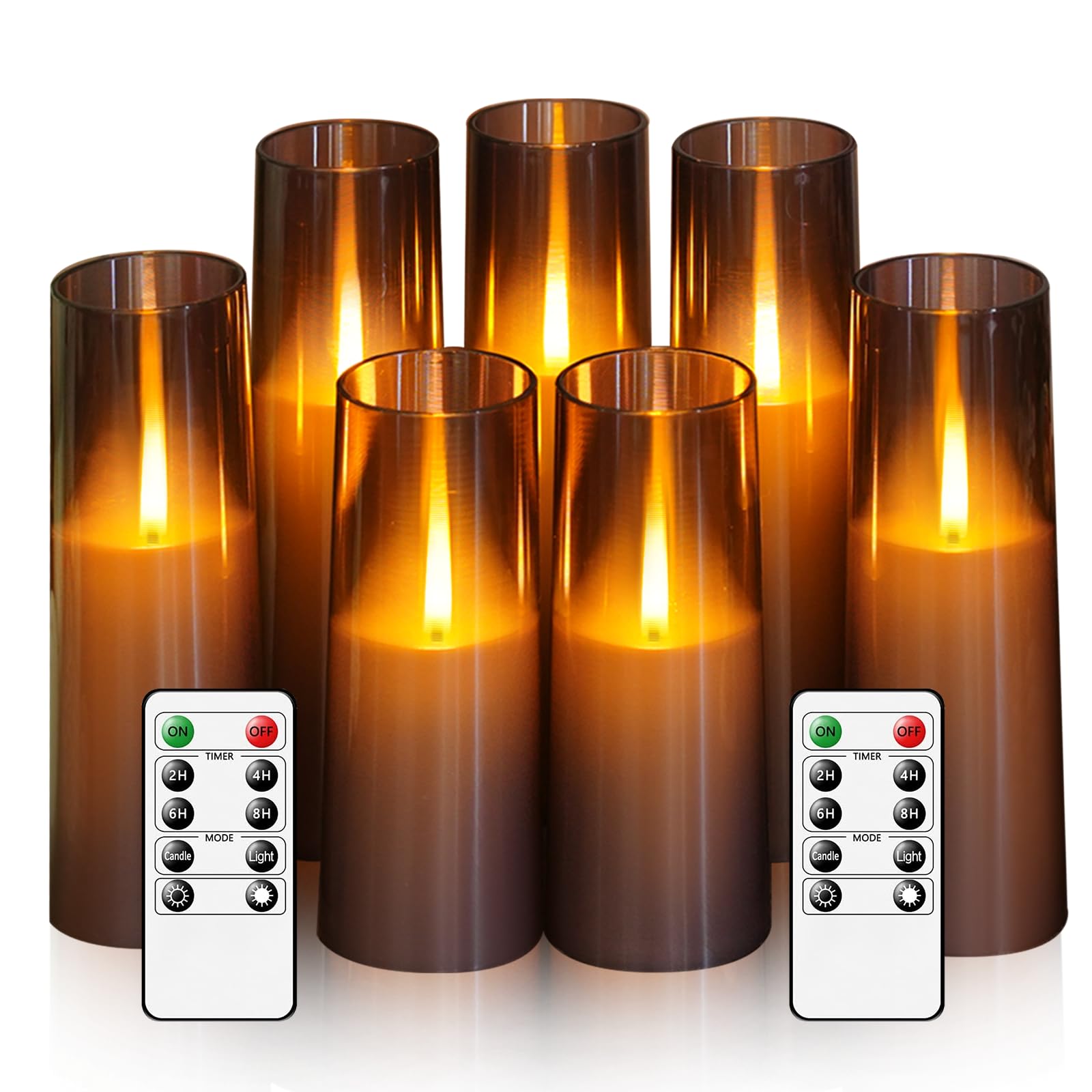 kakoya Flameless LED Candles Upgraded Realistic Flickering Flame,7Pcs Battery Operated Candles with Remote Timers,LED Pillar Candles for Home Decor,
