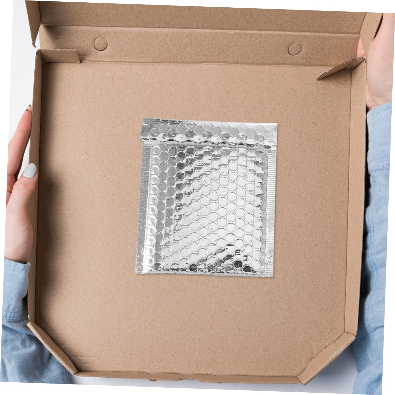 POPETPOP 100 Pcs Enveloppes à Bulles Rembourrées Argenté Légères en Makrofol Auto-adhésives pour Expédition en Boutique ou Bureau