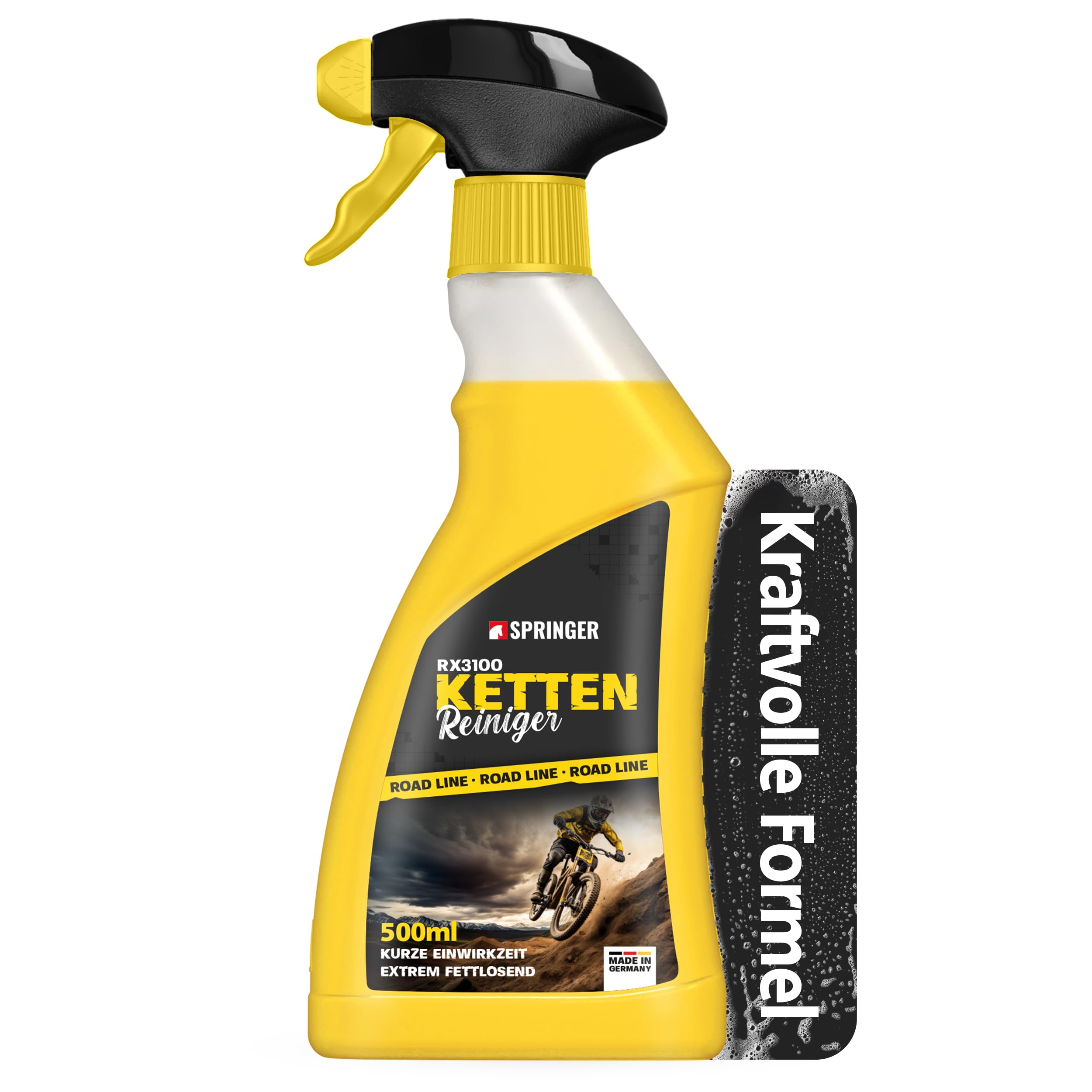 SPRINGER RX3100 - - Kettenreiniger 500 ml - - Made in Germany - - Fahrrad Antriebsreiniger mit starker Reinigungskraft - - Schutz vor Rost & Verschleiß - - Schonendes Fahrradketten-Spray