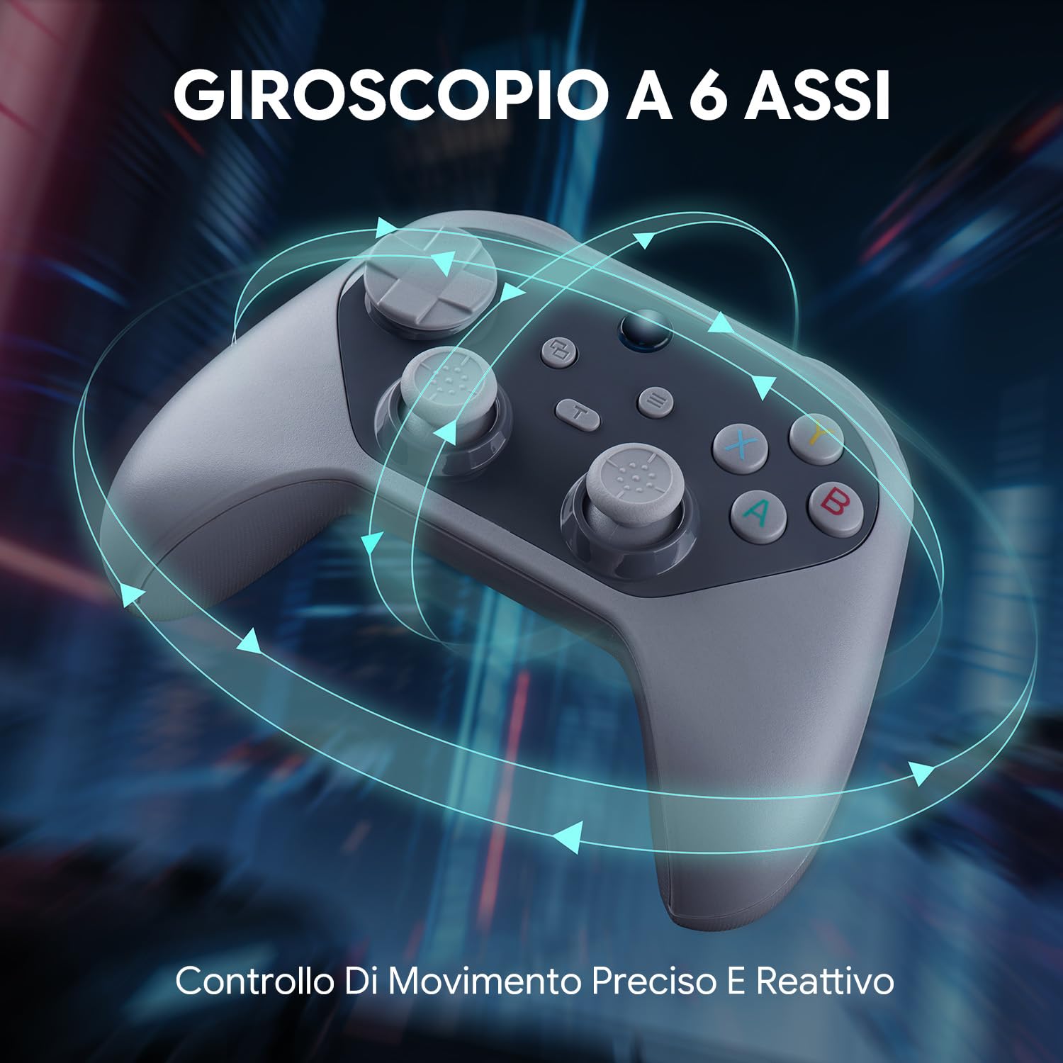 NITHO KARMA Controller Wireless Compatibile con Switch, Switch 2, PC, iOS e Android, Gamepad con Hall Effect, Tasti Posteriori Programmabili, Turbo, Giroscopio a 6 Assi e Doppia Vibrazione – Grigio