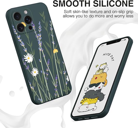 XINYEXIN Silicone Case for Xiaomi Poco X8 Pro 5G, Slim Shockproof Phone Cover with Cute Pattern, Non-Slip Protective - Lavender, Green
