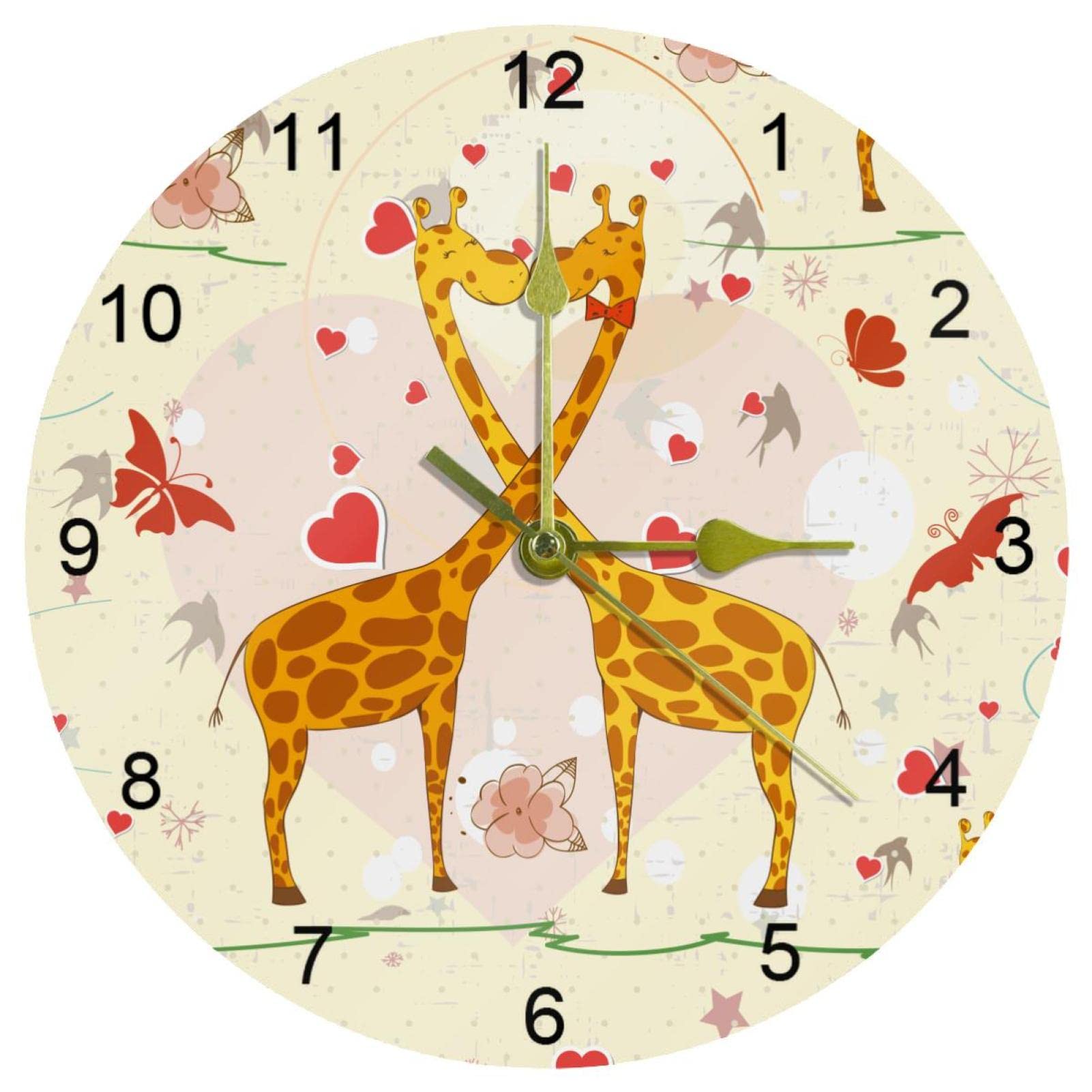 Horloges murales silencieuses en forme de girafe anti bruit de tic-tac pour maison