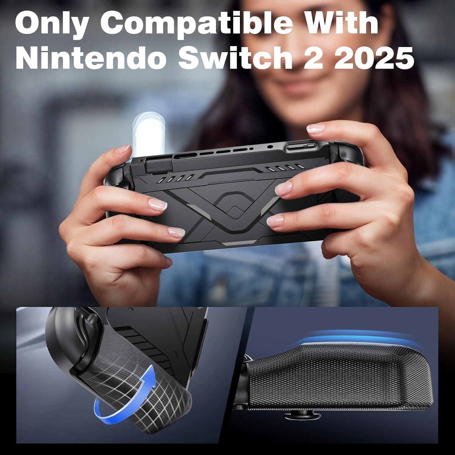 Protective Case for Nintendo Switch 2,Durable Anti-Slip Shockproof Protective Hard Case Full-Body Rugged Protection Switch 2 Cover (Black) - Image 5