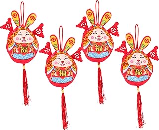 Totority 4 Pçs Ano Do Coelho Mascote Carrinho De Brinquedo Animais De Pelúcia Presentes De Carro De Pelúcia Zodíaco Coelho Boneca Coelho 2023 Coelho Mascote Pingente Decoração De Pelúcia