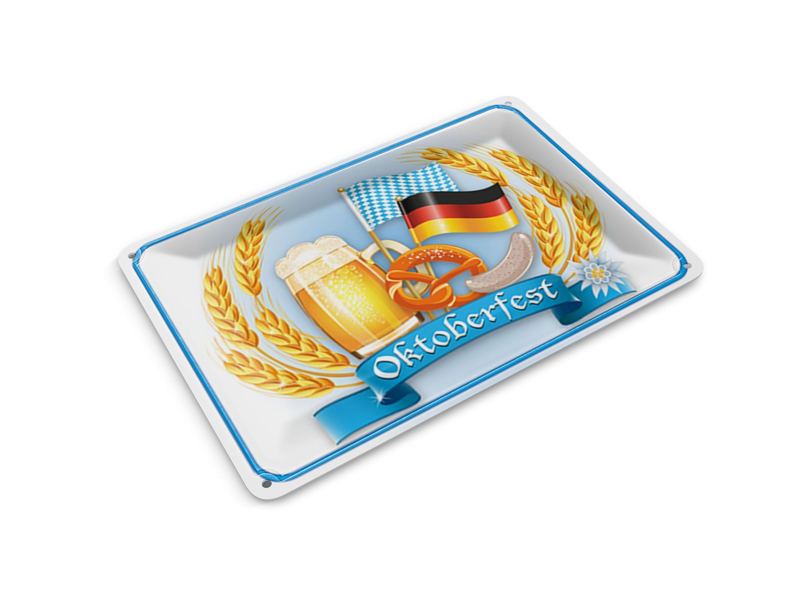 Femer Tin Postcard Note 14 x 10 cm Oktoberfest Beer Pretzel Sausage Decorative Sign