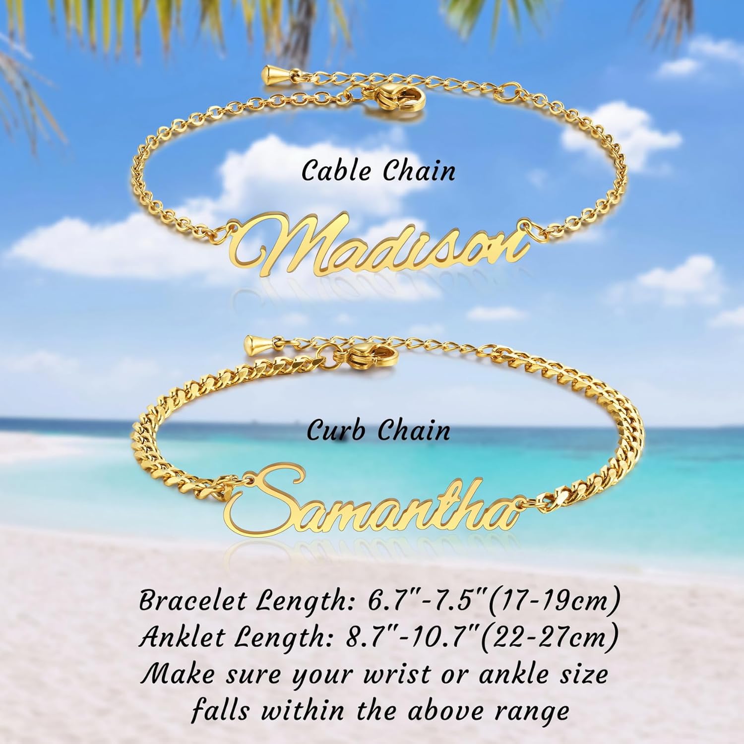 MMXX Personalized Name Bracelet or Anklet for Women Custom Gold/Silver/Rose Gold Nameplate Bracelets with Birthstone Gift for Mother Girlfriend Daughter - Image 4