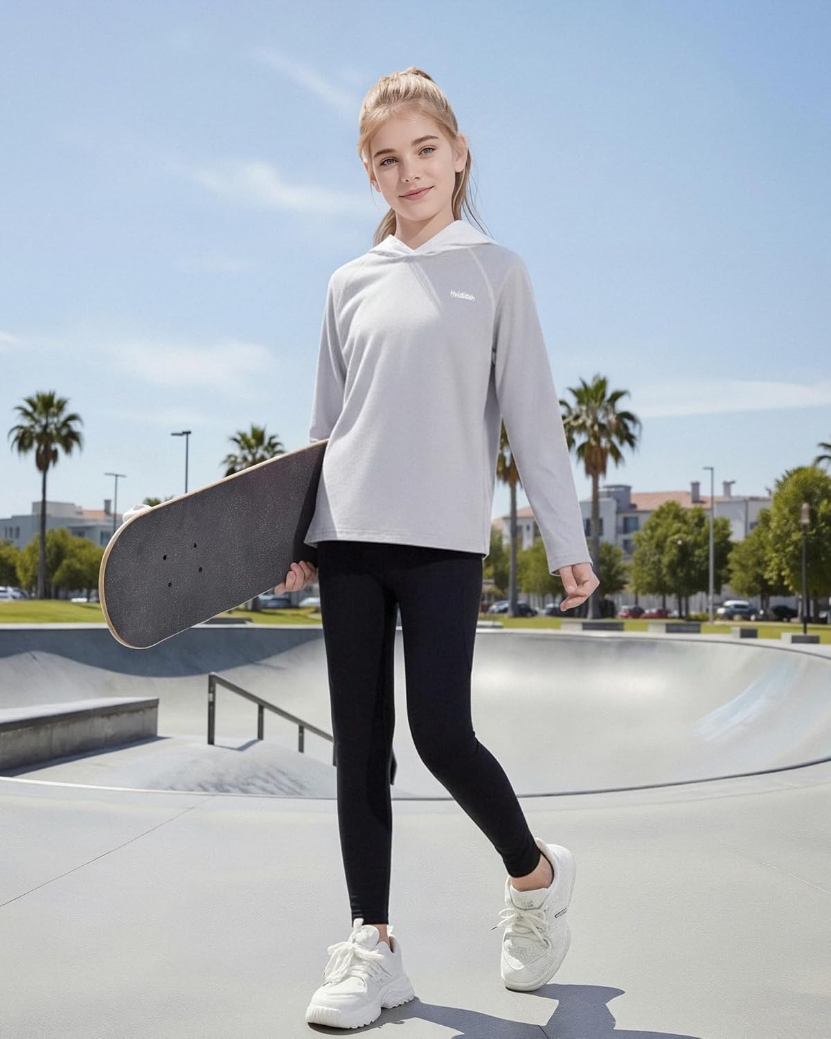 Girls Lightweight Pullover Hoodie UPF50+ Long Sleeve Athletic Activewear Shirts for Kids Running and Sports - Image 5