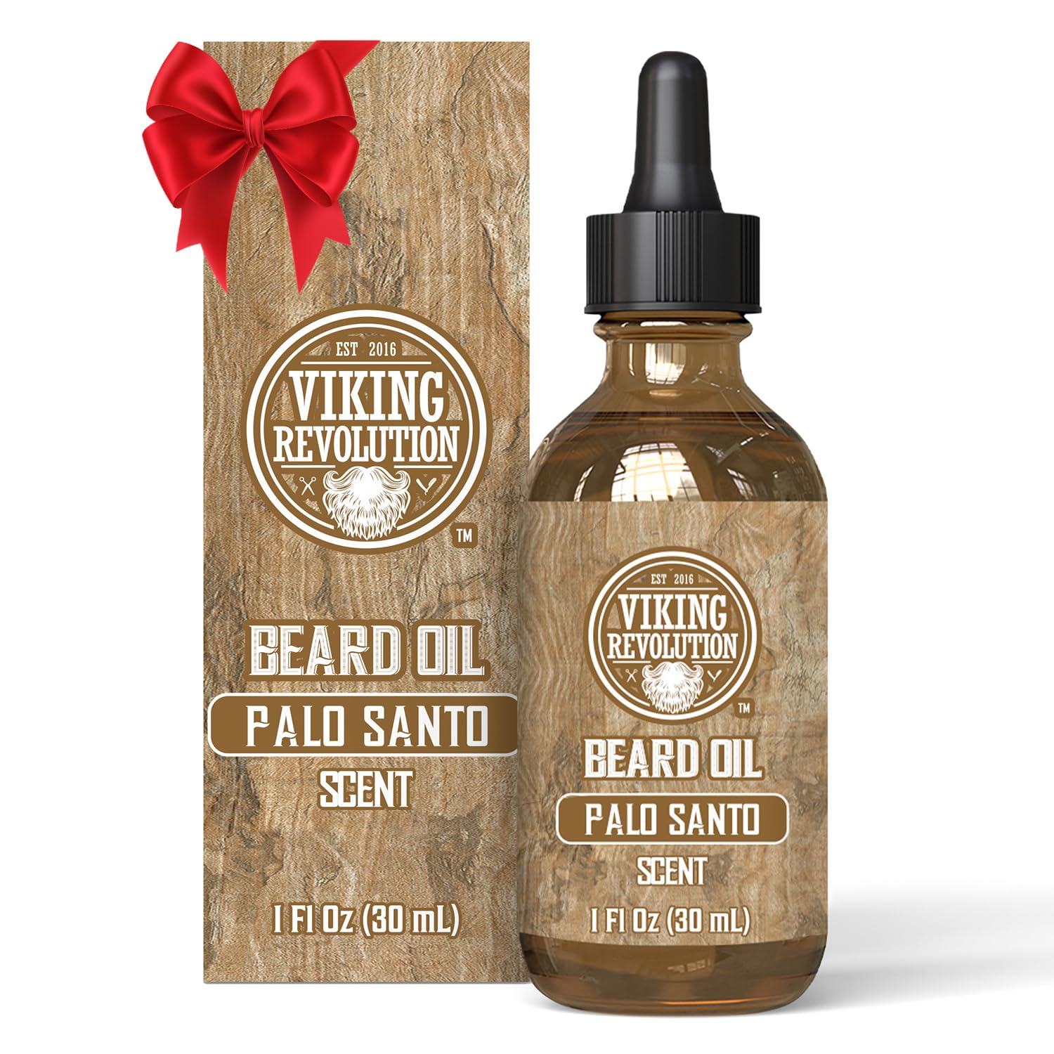 Viking Revolution Palo Santo Beard Oil for Men - Natural Mens Beard Oil with Argan Oil and Jojoba Oil - Beard Softener, Strengthens and Moisturizes - Beard Conditioner for Men (Palo Santo, 1 Pack)
