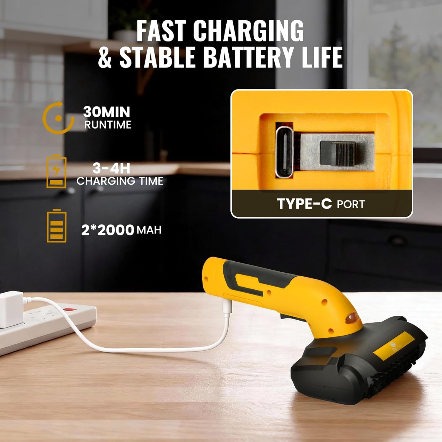 Electric Grill Brush, Grill Cleaner with LED Light & Battery Power Display, 350 RPM Shed-Free Steel Bristles, Removable Brush Head, Cordless & Type-C Rechargeable Grill Scraper for Outdoor BBQ