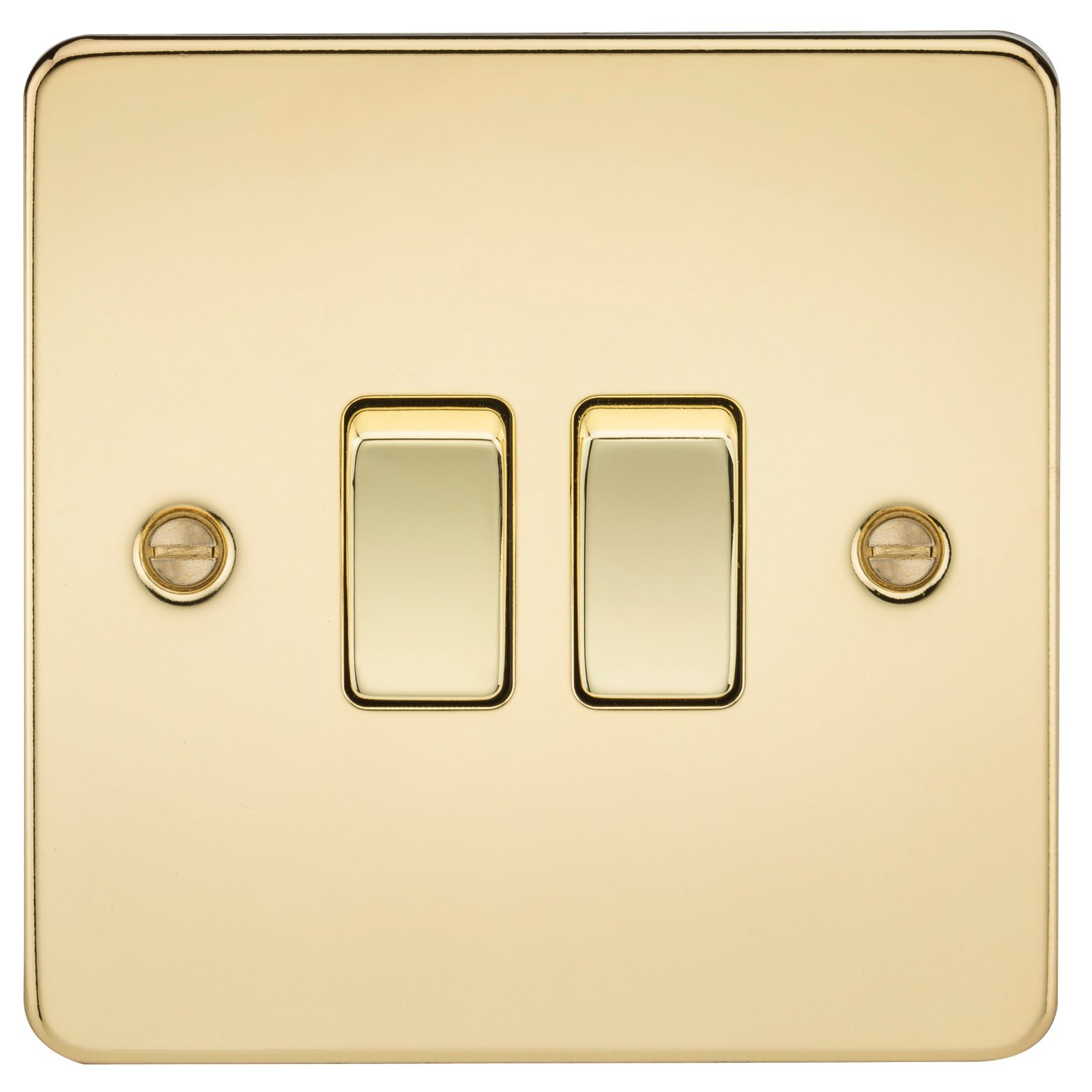 Knightsbridge FP3000PB FPAV3000PB Flat Plate 10A 2G 2 Way Switch-Polished Brass