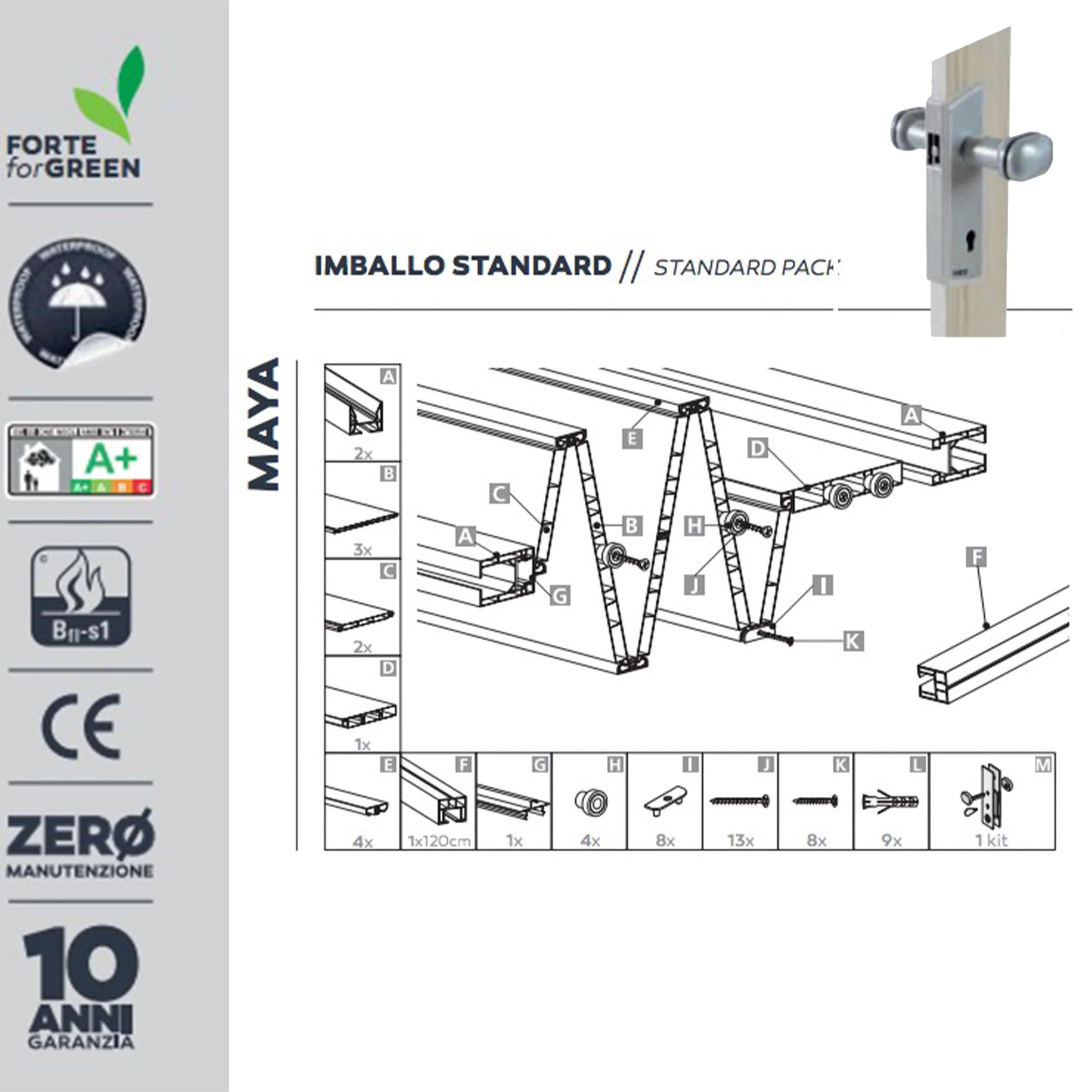 Porta A Soffietto 'MAYA' 83x214 Cm | Bianco Frassino - Foto 6