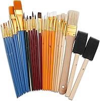 25-Piece All-Purpose Paint Brush Set for Acrylic, Oil, Watercolor, Gouache - Assorted Sizes for Beginners, Artists, Crafts & Classroom