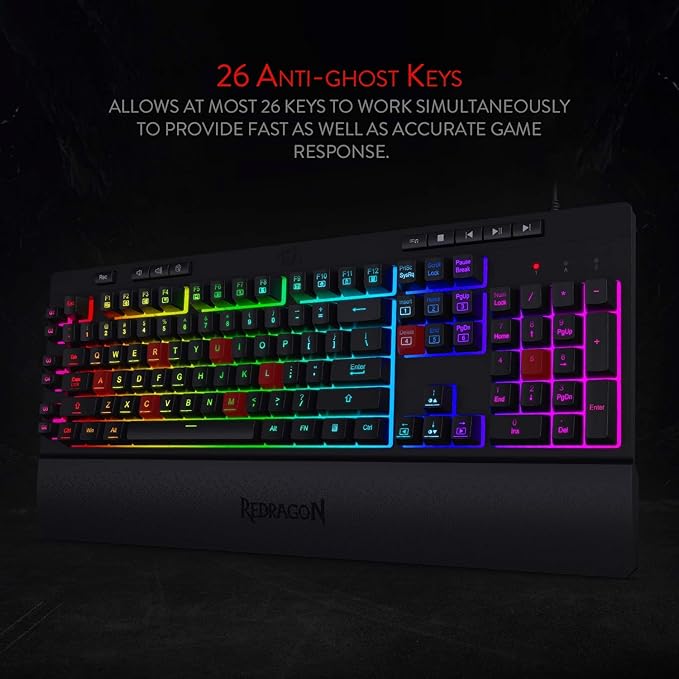 Teclado Gamer Redragon K512 Shiva RGB USB QWERTY Negro miniatura 6