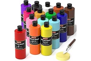 Exclusive 15 Color Acrylic Paint Set - 16oz Bottles, High Viscosity &...