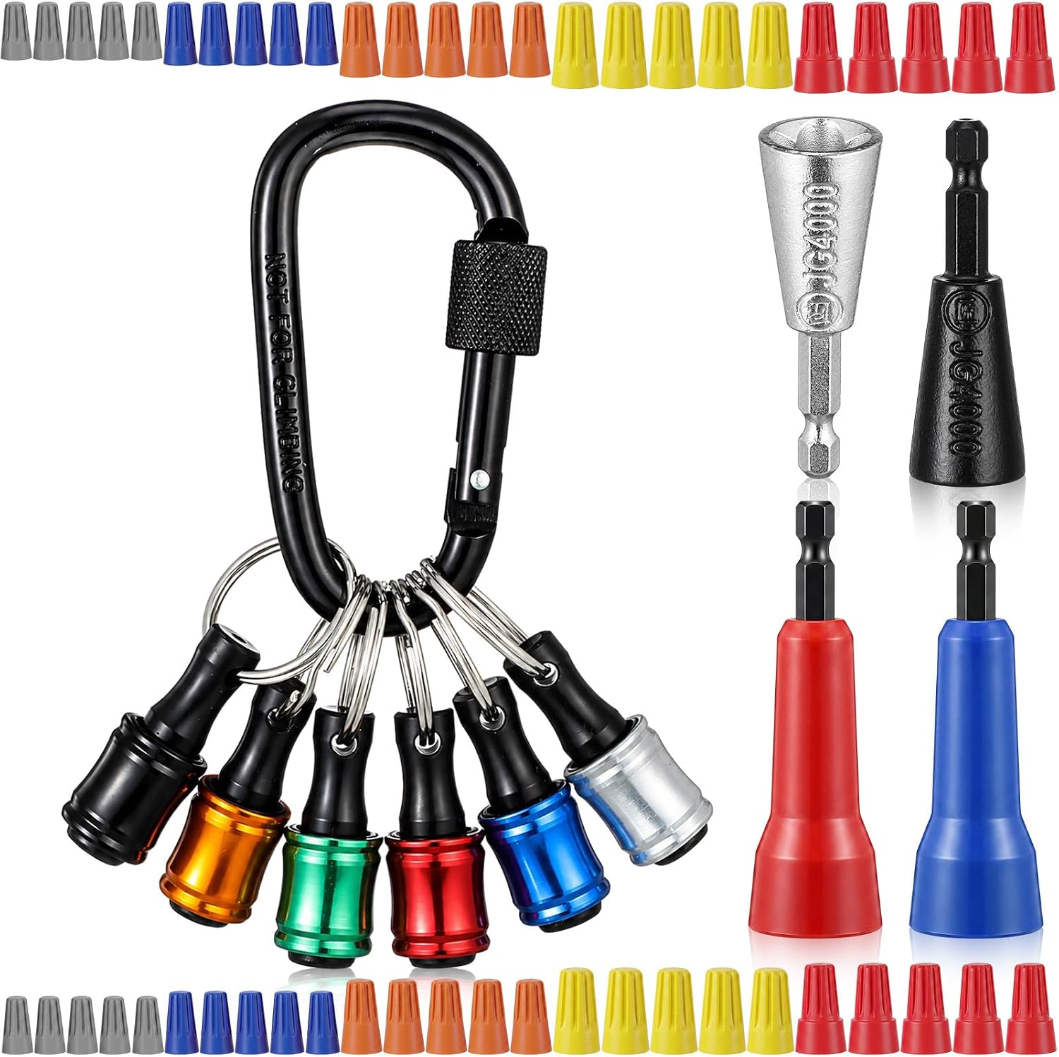 Chumia 61 Pcs Drill Wire Twister Kit with Bit Holder Keychain, 1/4" Hex Shank Wire Twister, Lightweight and Portable, Professional Electrician Tool Set for 9-22 Awg Connector Twisting