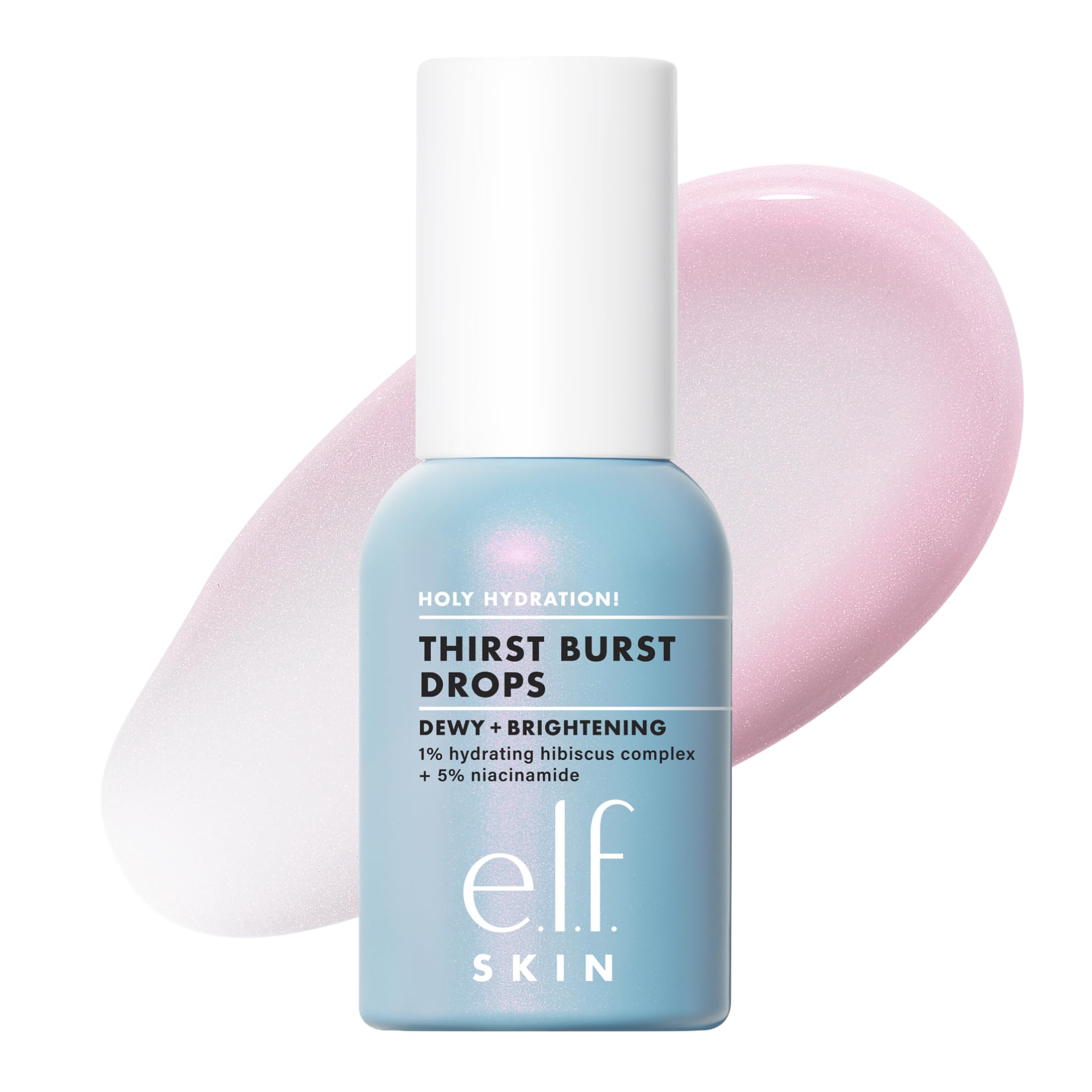 e.l.f. Holy Hydration! Thirst Burst Drops, Gel Serum Drops, For a Dewy, Plump Complexion, Non-Greasy Feel, With Hyaluronic Acid & 5% Niacinamide, Vegan & Cruelty-Free