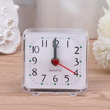 Square Alarm Clock Compact Increase Snooze Clock Accessories Home Office Wake-up Supplies Silent Clock Mechanism with Hook