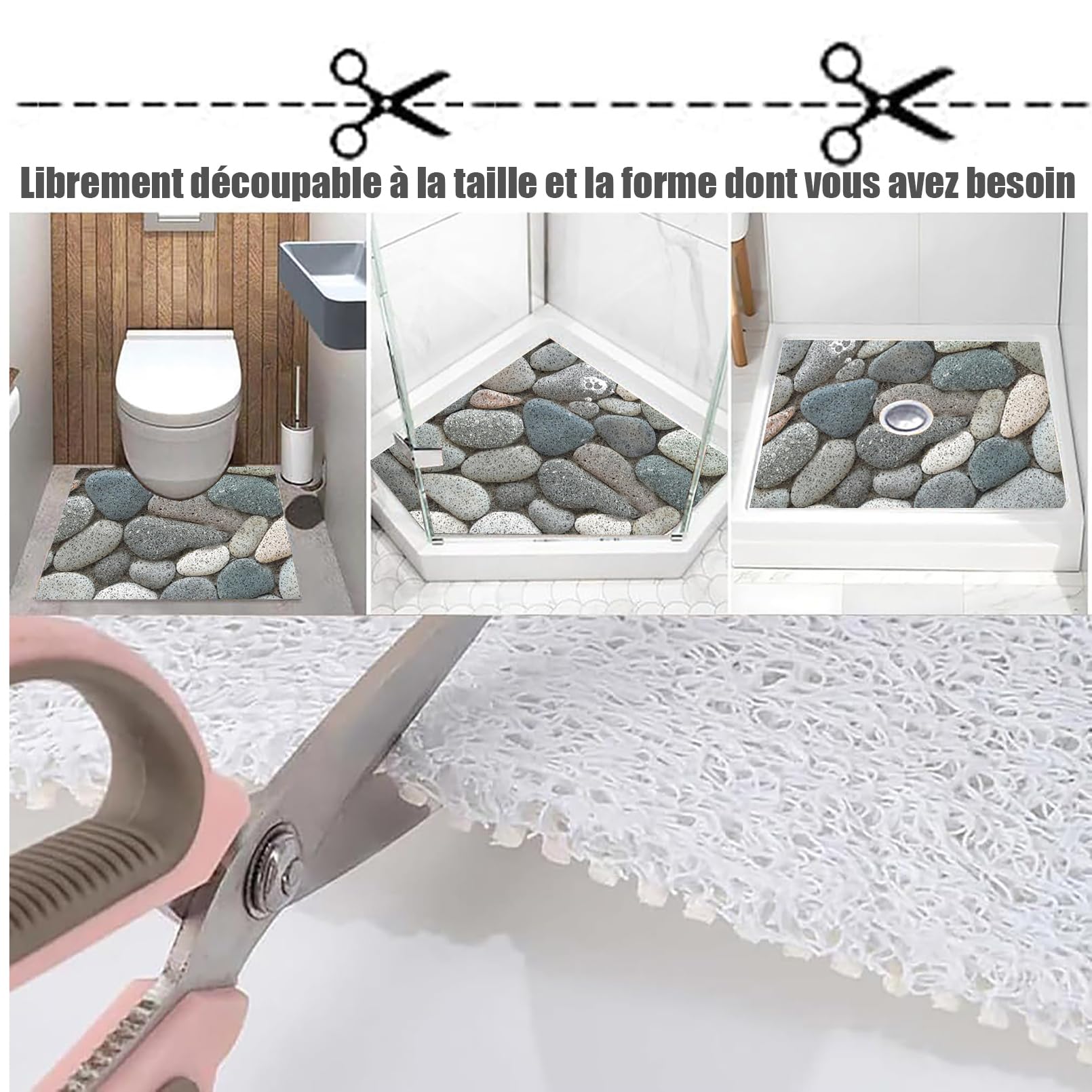 Badematte rutschfest 60x80 cm Duscheinlage rutschfest Duschmatte mit Fliesenmuster Weich Komfort PVC Antirutschmatte dusche mit Ablauflöchern,Hohe Wasserdurchlässigkeit,für Nassbereiche