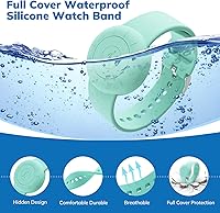 Vista 12 de Pulsera impermeable para Airtag para niños (paquete de 2), pulsera de silicona suave oculta para niños, funda completa ligera para rastreador