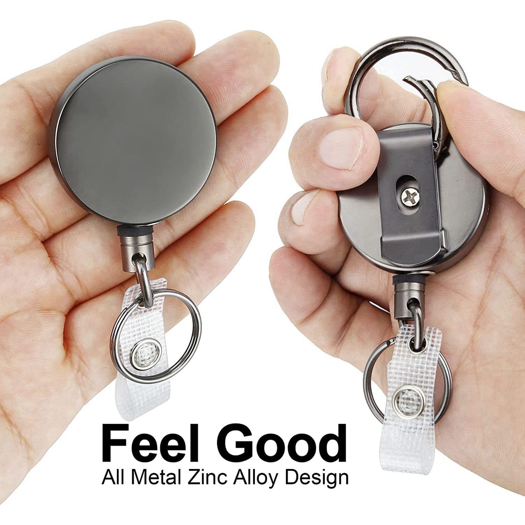 20 Bobine Portabadge Retrattili per Impieghi Gravosi, Porta Badge Identificativo in Metallo Con Con Clip Da Cintura per Con Biglietto Da Visita