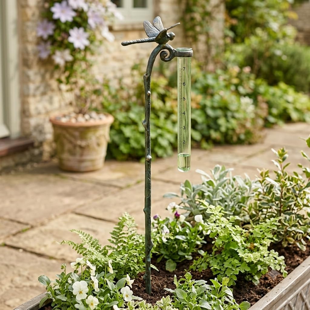 SPI Regenmesser Libelle Gartenstecker Home Aluminium Messgerät für Niederschlag
