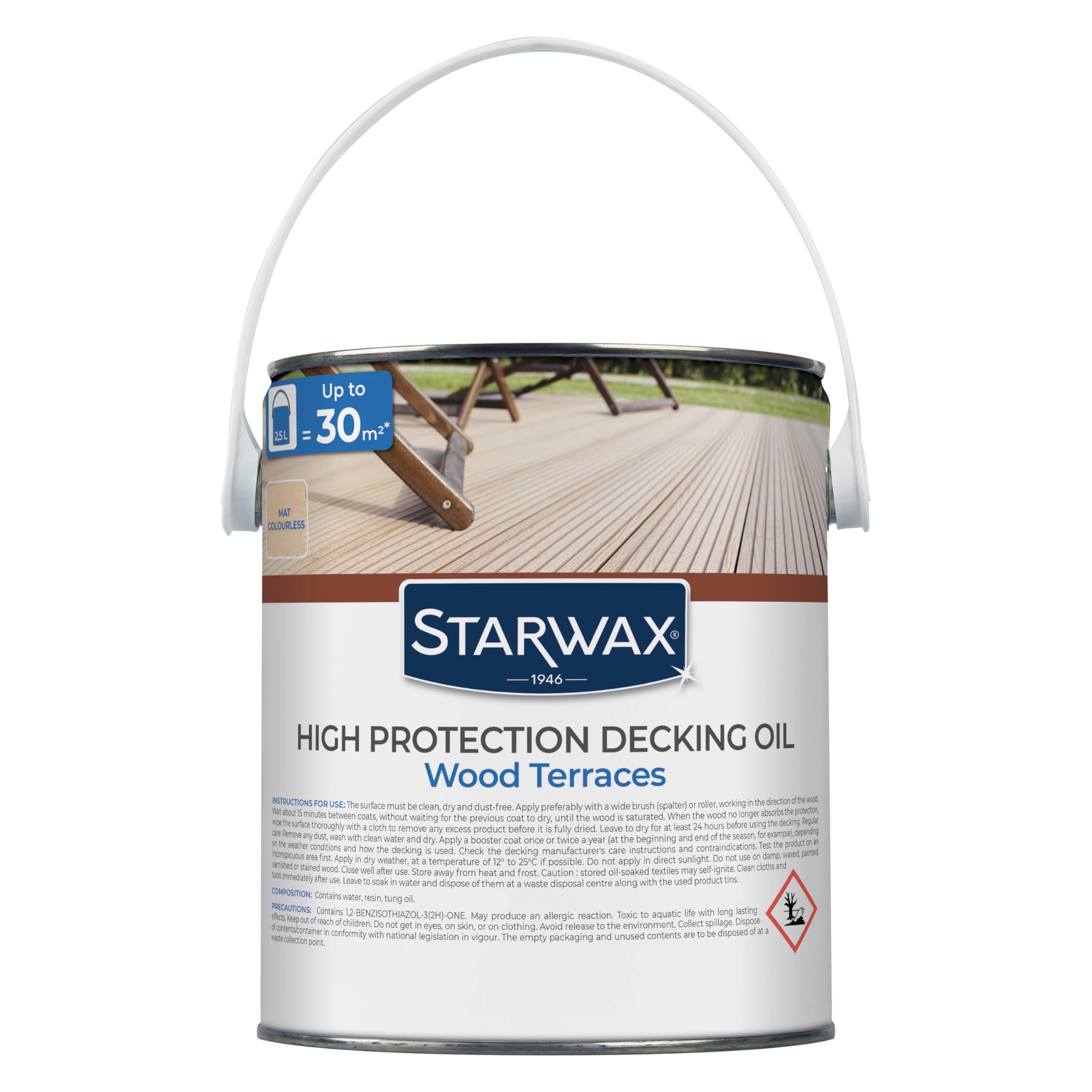 Starwax Colourless Water-Based Penetrating Decking Oil 2.5L Clear