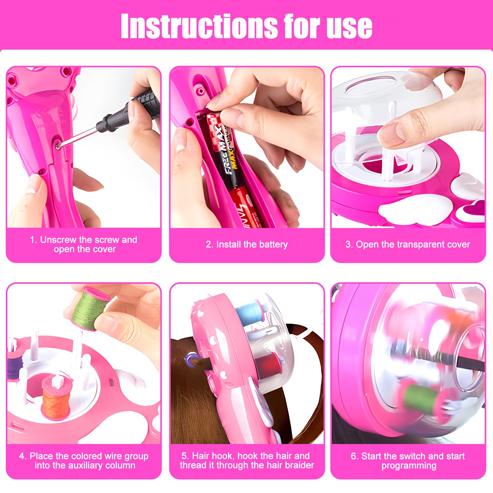 Mein HERZ Macchina per Trecce Capelli Kit Brillantini Capelli Macchina Strass Capelli Macchina per intrecciare i capelli Elettrica Kit Capelli Bambina Macchina Capelli Diamante