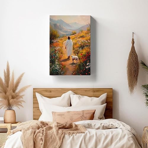 Vista 139 de Arte de pared de acuarela de Jesús, pintura en lienzo cristiano, imágenes de las Escrituras, decoración de pared, póster con versículos bíblicos