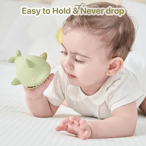 Miniatura 4 de Juguetes de dentición para bebés de 0 a 6 meses, mordedor de bebé para aliviar el dolor de dentición, nunca se cae, juguete de silicona para
