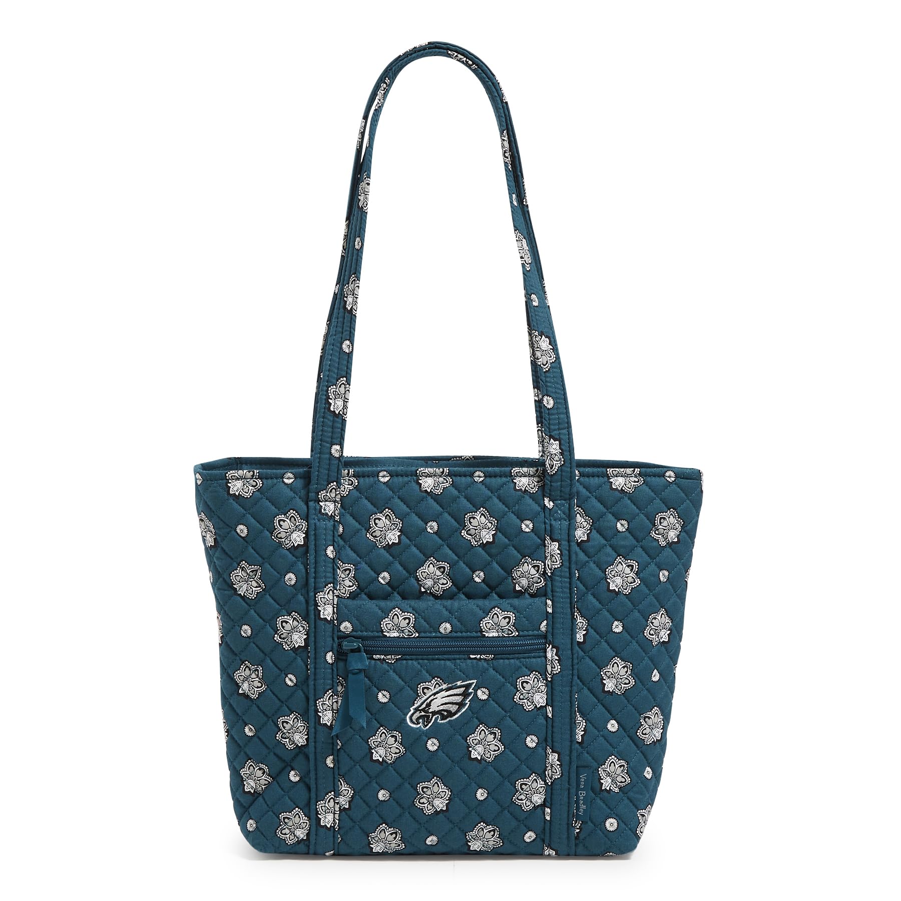 Vera Bradley Women's Cotton NFL Small Vera Tote Bag Handbag, Philadelphiaeaglesongreen/Blackbandana, One Size