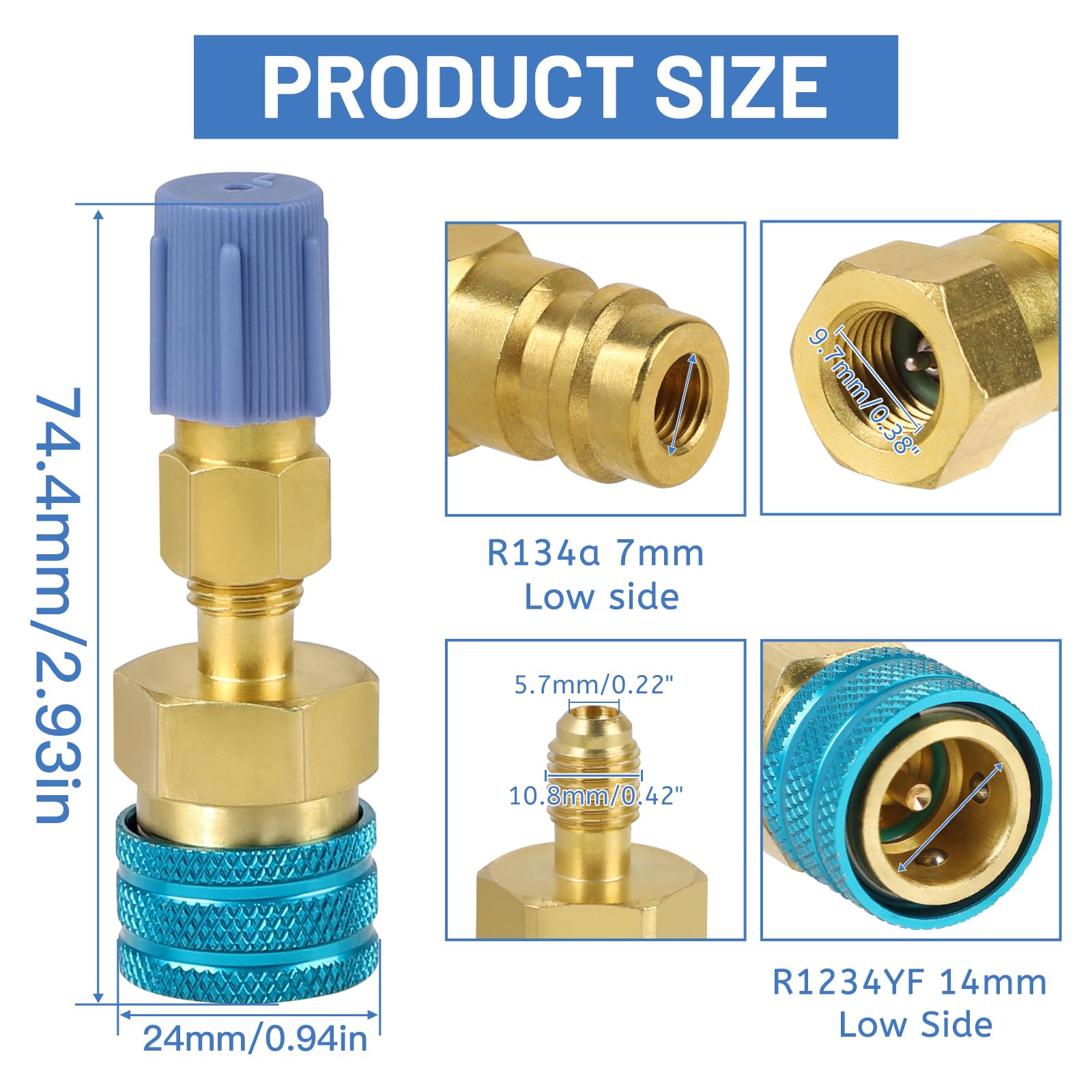 DBREAKS 2 Attacchi Rapidi R1234YF Kit, Adattatori R1234yf a R134a, Ottone Kit Attacchi Rapidi, r1234yf Raccordi Adattatori