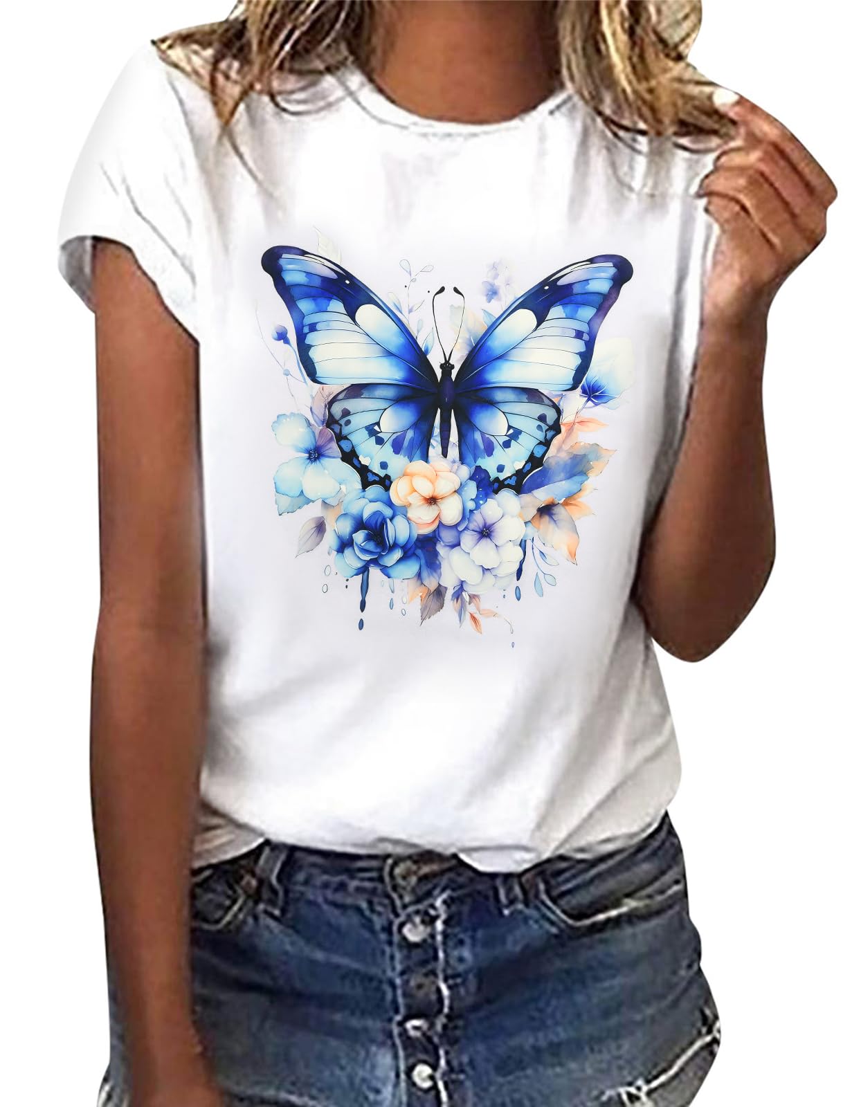 heekpek T Shirt Donna Manica Corta Bianca Cotone Maglietta Manica Corta Donna Casual Girocollo Stampa Estiva Base Tee Bluse