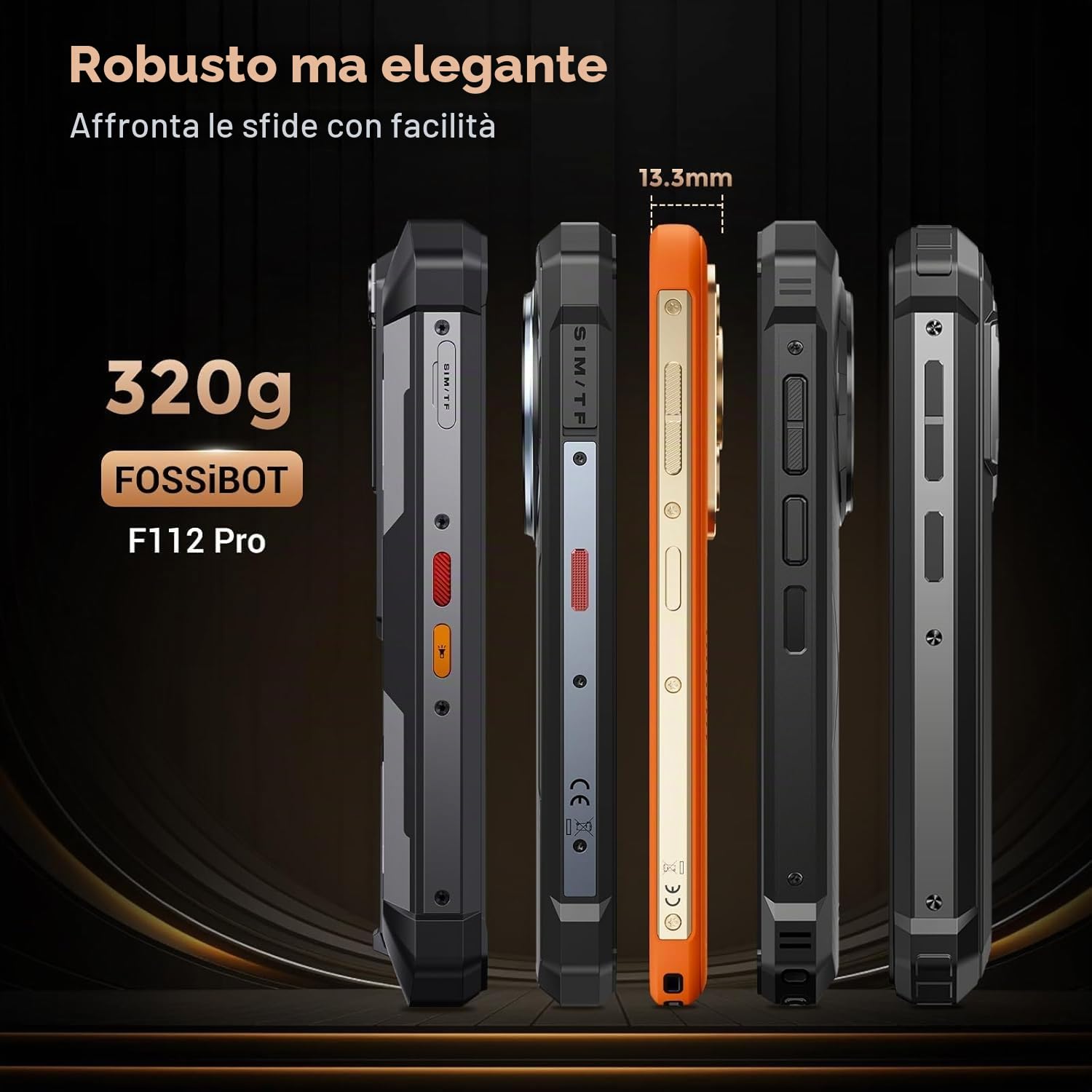 FOSSiBOT F112 Pro -24GB+256GB/1TB 5G Rugged Smartphone, 6.88" FHD 120Hz Display, MTK Dimensity 6300+ Telefono Indistruttibile, 50MP AI Camera, 7150mAh, Android 14 cellulare, 5G Dual SIM, IP68/IP69K
