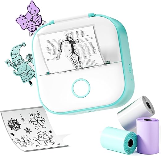 Phomemo Mini Sticker Printer- Sticker Maker Machine T02, Print Pods Mini Thermal Printer Bluetooth Pocket Label Maker Inkless for DIY Printing, Study Notes, Photos, Memos, Kids/Students Green