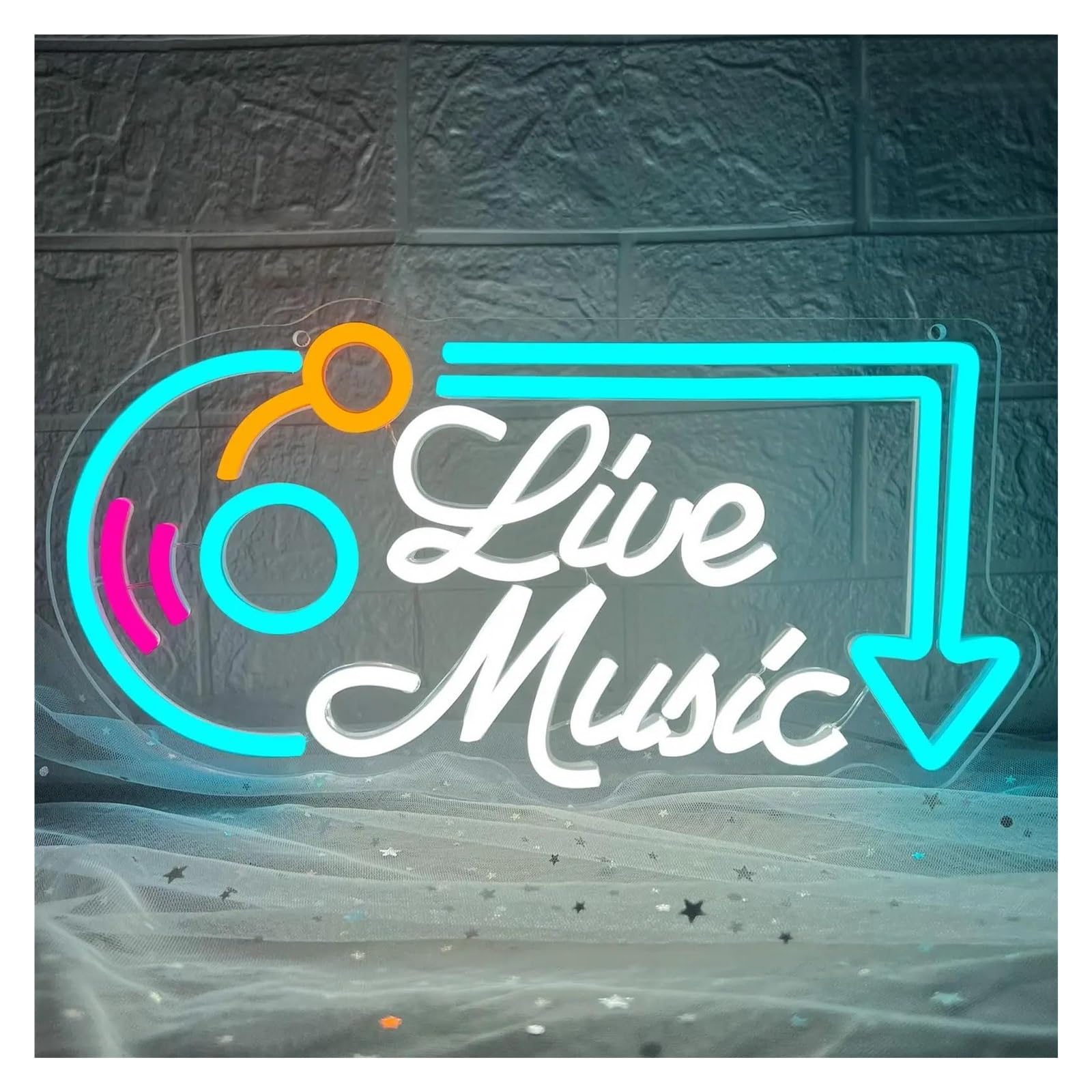 LEMST Signs Lamp Live Music Neon Signs USB Powered Light Wall Decor for Bar Music Studio Bedroom KTV Party Club ﻿38cmх20cm