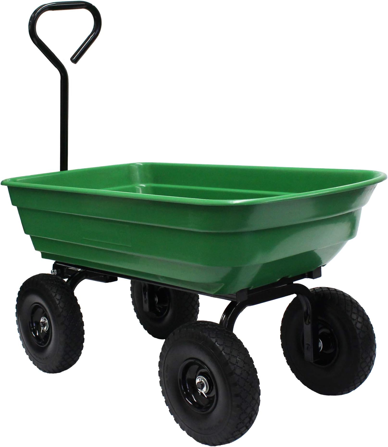 70275 Garden Wagon/Yard Cart with Flat Free Tires, 37" x 20" Poly Tray, 600lb Capacity, Green Tray/Black Frame