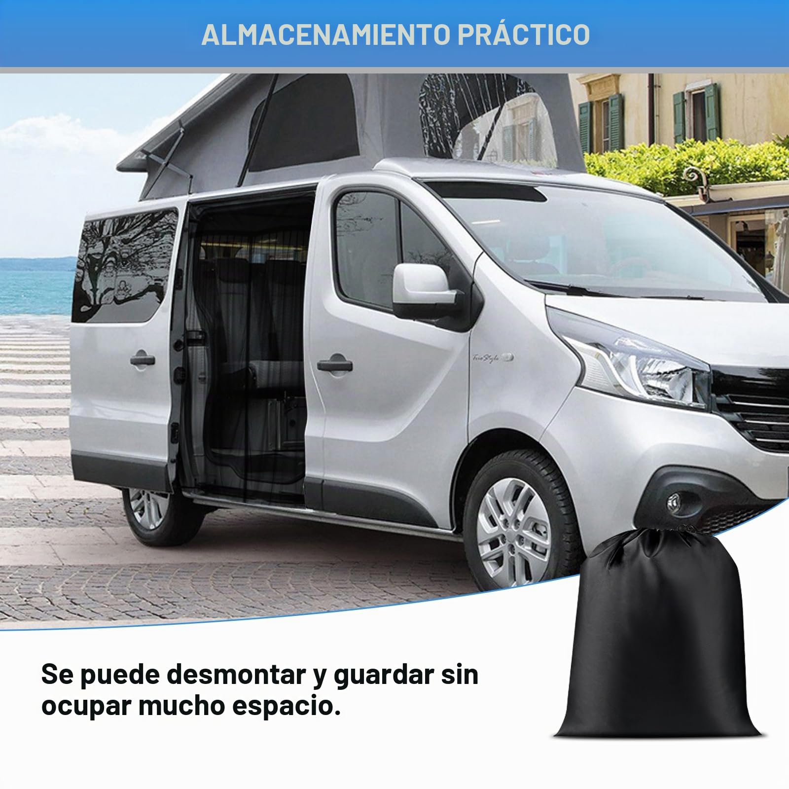 ZWPARTS Mosquitera Magnética para Autocaravanas, Mosquitera para Furgoneta para Puerta Trasera, Personalizada para Viano, Vito, Renault Trafic, Mosquitera con Cremallera en Puerta Central
