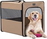 PETSFIT Crate de chien doux, Crate du chien de voyage - 19 Inch Léger, spacieux, facile à installer, baraquement de chien portable robuste avec tapis épais gris