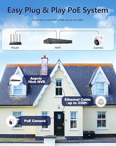 Miniatura 4 de Anpviz Sistema de cámara de seguridad PoE de 16 canales 4K con disco duro de 4 TB, 8 cámaras IP comerciales para exteriores de 8 MP, visión nocturna