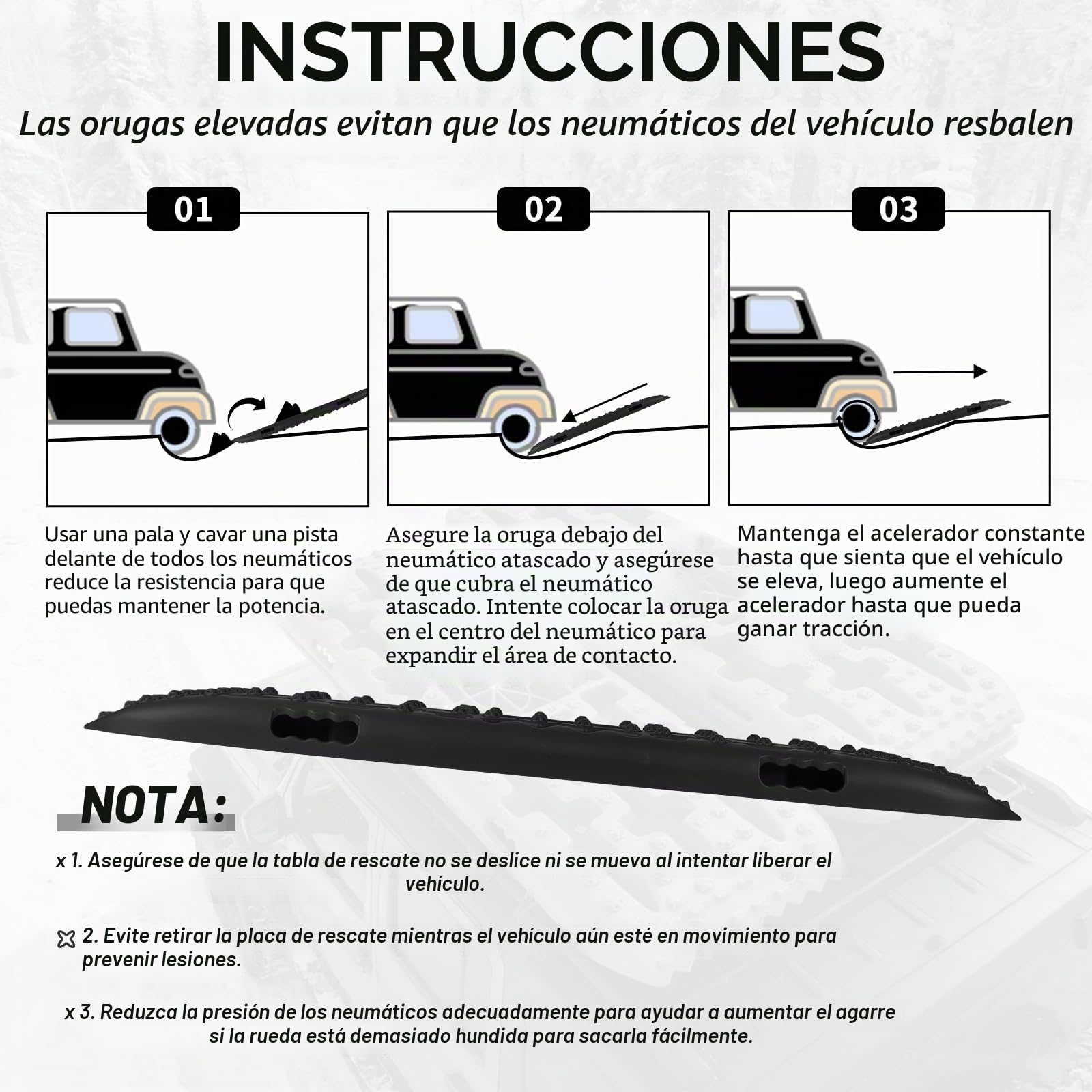 EXLECO 2 C, Accesorios Off Road para 4x4 y Camper, Capacidad 10T, para Recuperación, Rampas para Coche y Ayuda en Nieve Arena, Incluye Bolsa de Almacenamiento, Negro